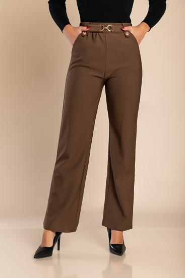 Pantaloni moda con dettagli metallici, marrone