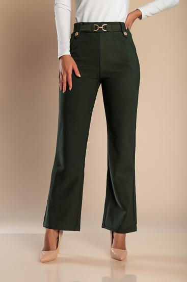 Pantaloni fashion con dettaglio metallico, oliva