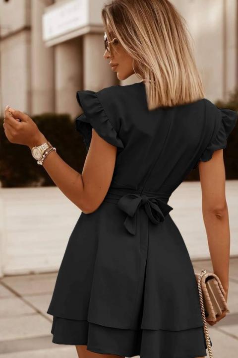 Mini abito elegante con volant Favinna, nero