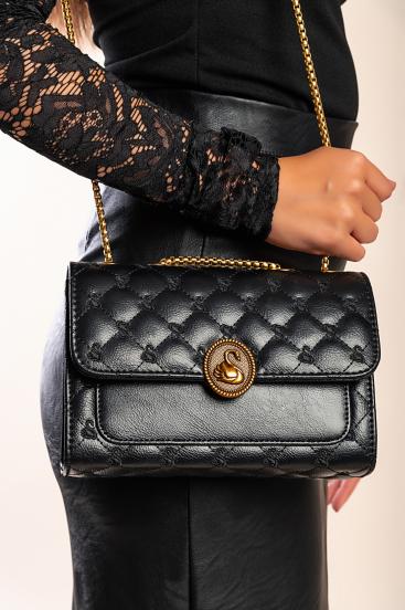 Borsa piccola con dettaglio trapuntato, nera