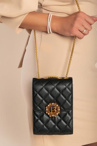 Elegante borsa a mano piccola con dettaglio trapuntato, nera