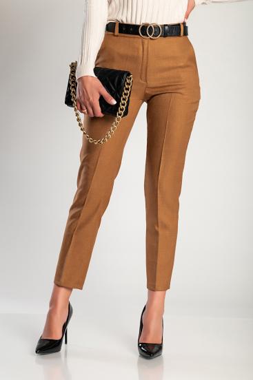 Pantaloni eleganti lunghi con gamba aderente, colore cammello