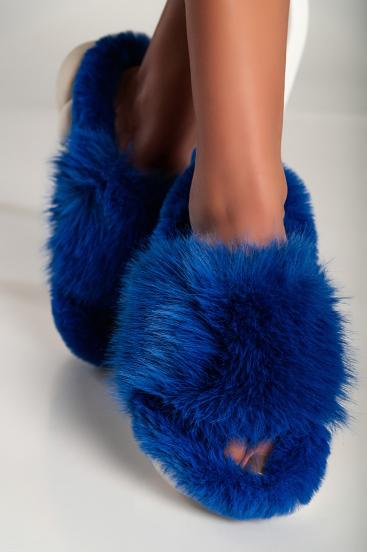 Pantofole con pelliccia sintetica, blu