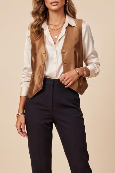 Gilet elegante con bottoni, marrone