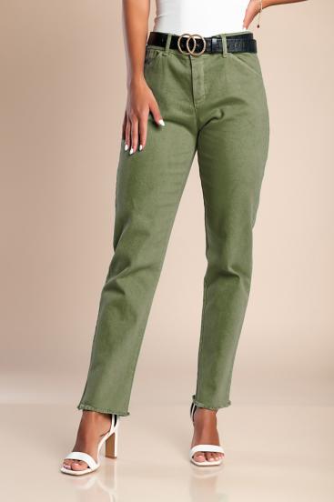 Pantaloni skinny in cotone, oliva