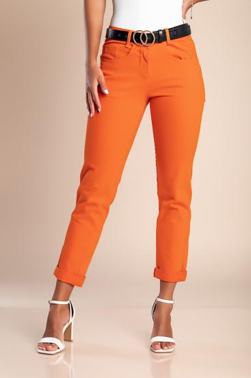 Pantaloni attillati in cotone, arancione
