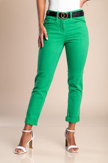 Pantaloni attillati in cotone, verde chiaro