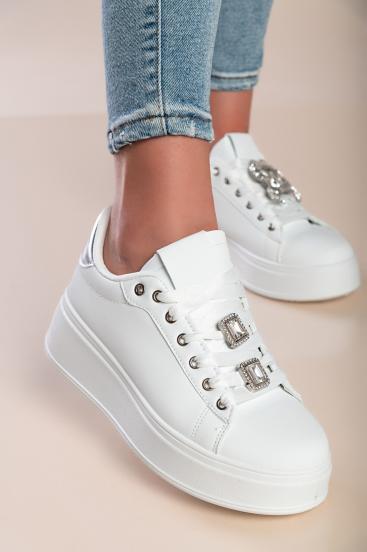 Sneaker fashion con dettagli decorativi, colore bianco/argento