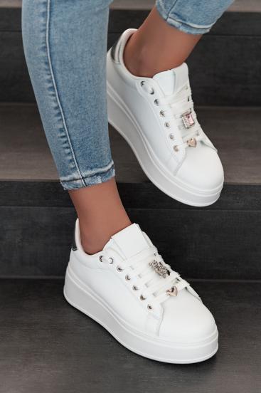 Sneaker fashion con dettagli decorativi, colore bianco/argento
