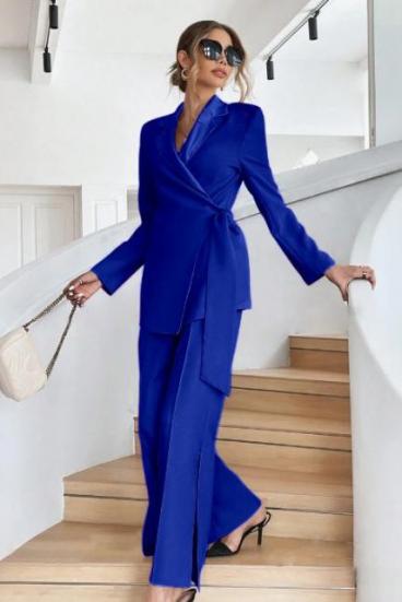 Tailleur pantalone elegante tinta unita, blu royal