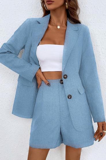 Completo giacca elegante e pantaloncini, blu
