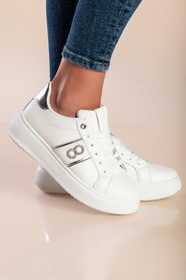 Sneaker fashion con dettaglio decorativo, colore bianco