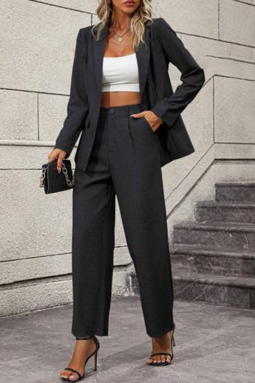 Tailleur pantalone elegante monocolore, nero