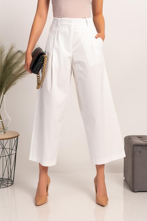 Pantaloni eleganti dal taglio ampio Mancha, bianchi