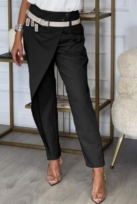 Pantaloni eleganti con volant, neri