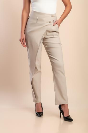 Pantaloni eleganti con volant, beige