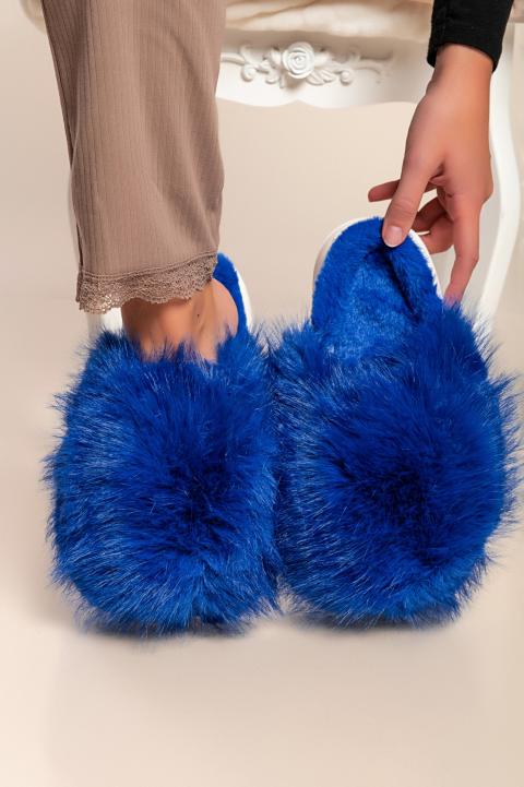 Pantofole in pelliccia sintetica, blu