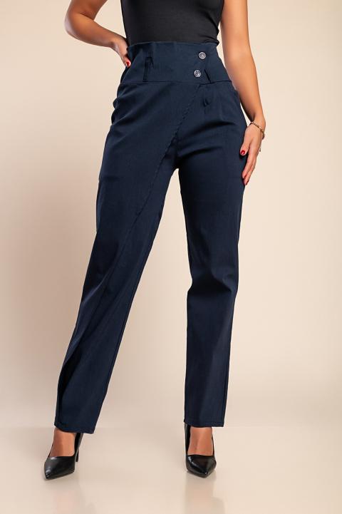 Pantaloni eleganti con volant, blu scuro