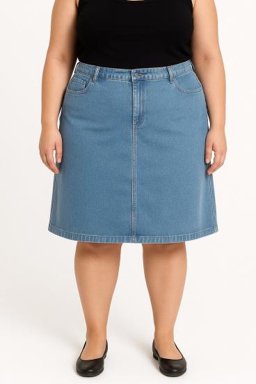 Gonna jeans taglia forte, azzurro chiaro