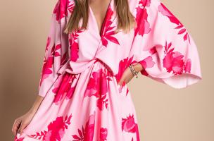Mini abito elegante con stampa Amasena, rosa