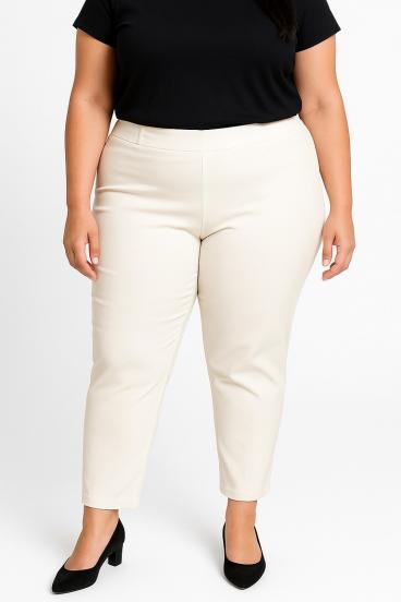 Pantaloni eleganti taglie forti, crema