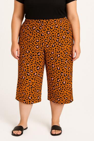 Pantaloni stampati taglie forti, marroni