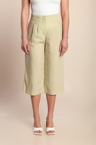 Pantaloni capri taglie forti, verde chiaro