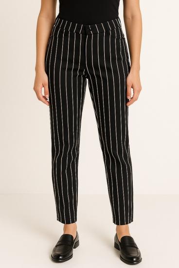 Pantaloni a righe taglie forti, neri