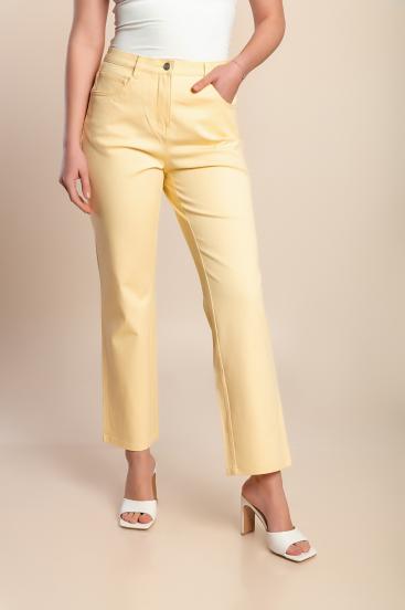 Pantaloni di cotone taglie forti, gialli