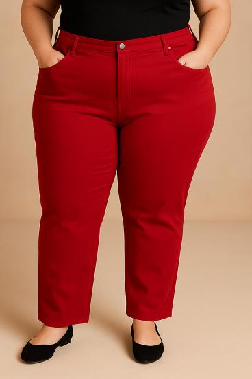 Pantaloni in cotone taglie forti, bordeaux