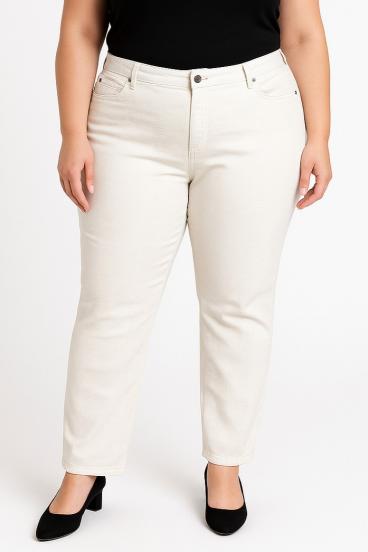 Pantaloni in cotone taglie forti, beige