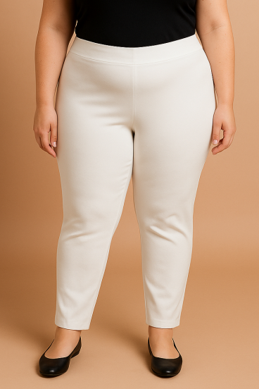 Pantaloni eleganti taglie forti, crema