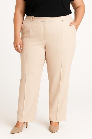 Pantaloni eleganti taglie forti, crema