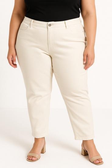 Jeans taglie forti, crema