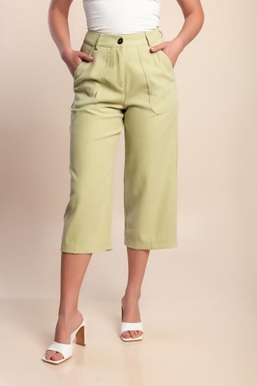 Pantaloni capri taglie forti, verde chiaro