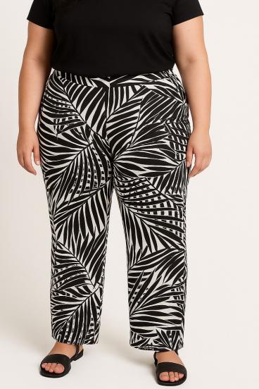 Pantaloni stampati taglie forti, neri