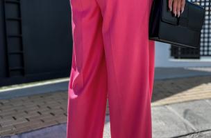 Eleganti pantaloni lunghi a gamba larga Agora, rosa