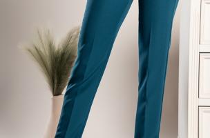 Pantaloni lunghi eleganti dal taglio dritto Tordina, Petrolio