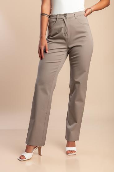 Pantaloni in cotone taglie forti, beige