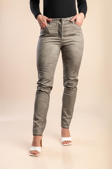 Pantaloni aderenti in cotone, grigio