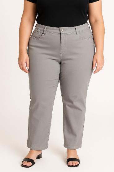 Pantaloni in cotone taglie forti, grigio