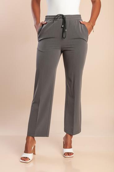 Pantaloni eleganti con elastico in vita, grigi