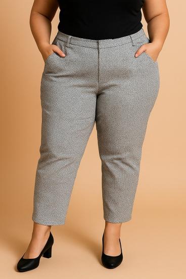 Pantaloni in cotone taglie forti con stampa, bianchi e neri