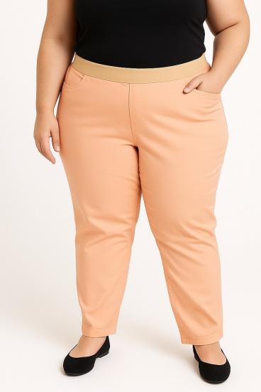 Pantaloni in cotone taglie forti, albicocca