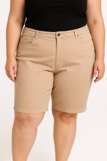 Pantaloni in cotone taglie forti, beige