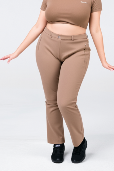 Pantaloni eleganti taglie forti, fango