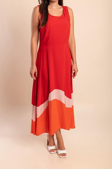 Vestito lungo senza maniche taglia forte, rosso
