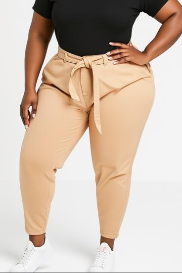 Pantaloni in cotone taglie forti, beige
