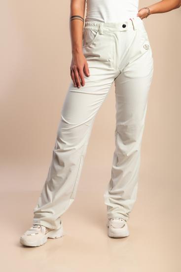Pantaloni taglie forti con vita elasticizzata, crema