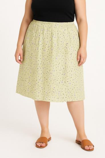 Gonna taglia forte con stampa floreale, verde chiaro